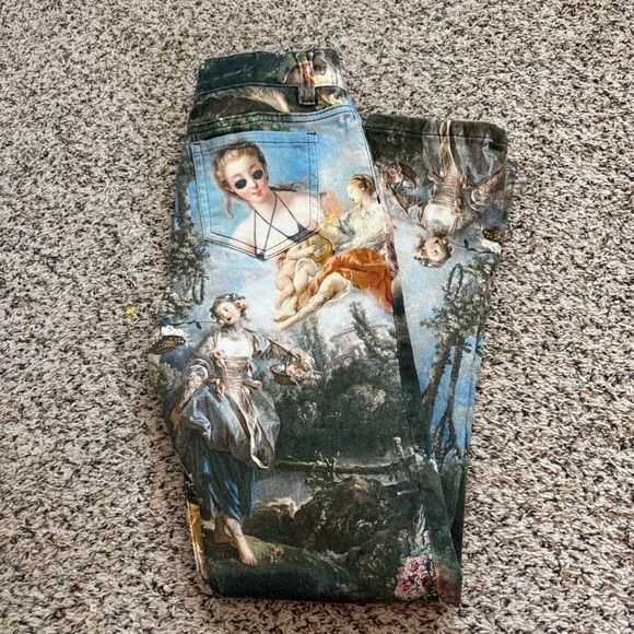 DOLLS KILL Current Mood DaVinci Inspired Skinny Pants Women’s Size Small - Picture 5 of 15